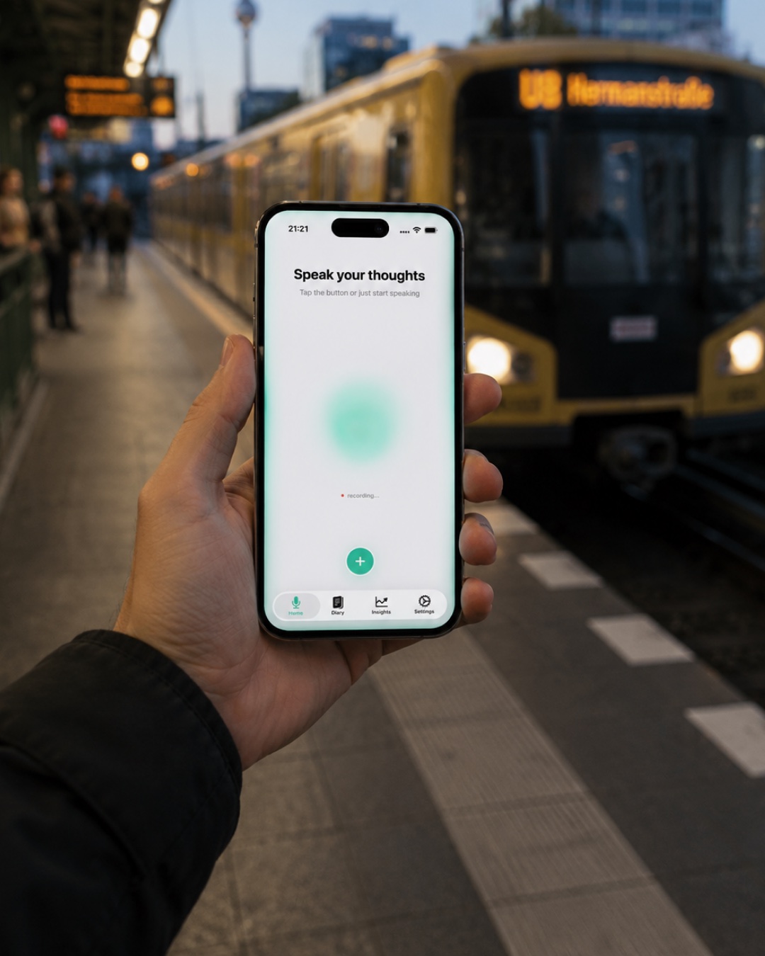 Using Agata to capture a voice journal entry while waiting for a train