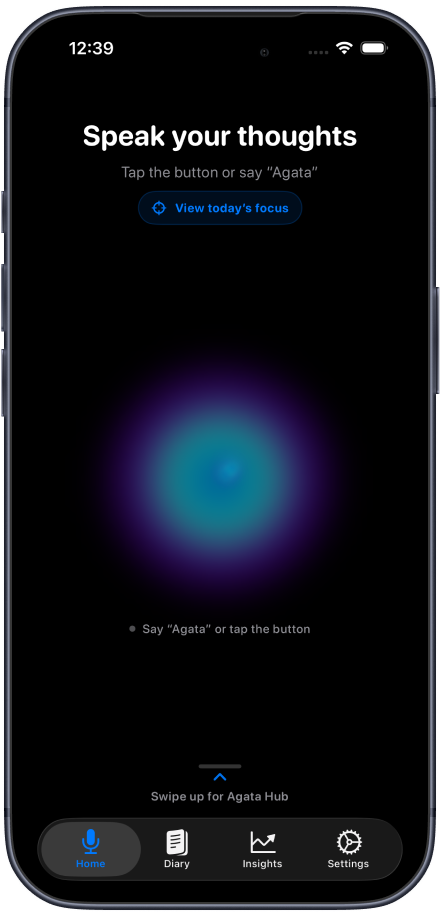 Agata voice journal home screen